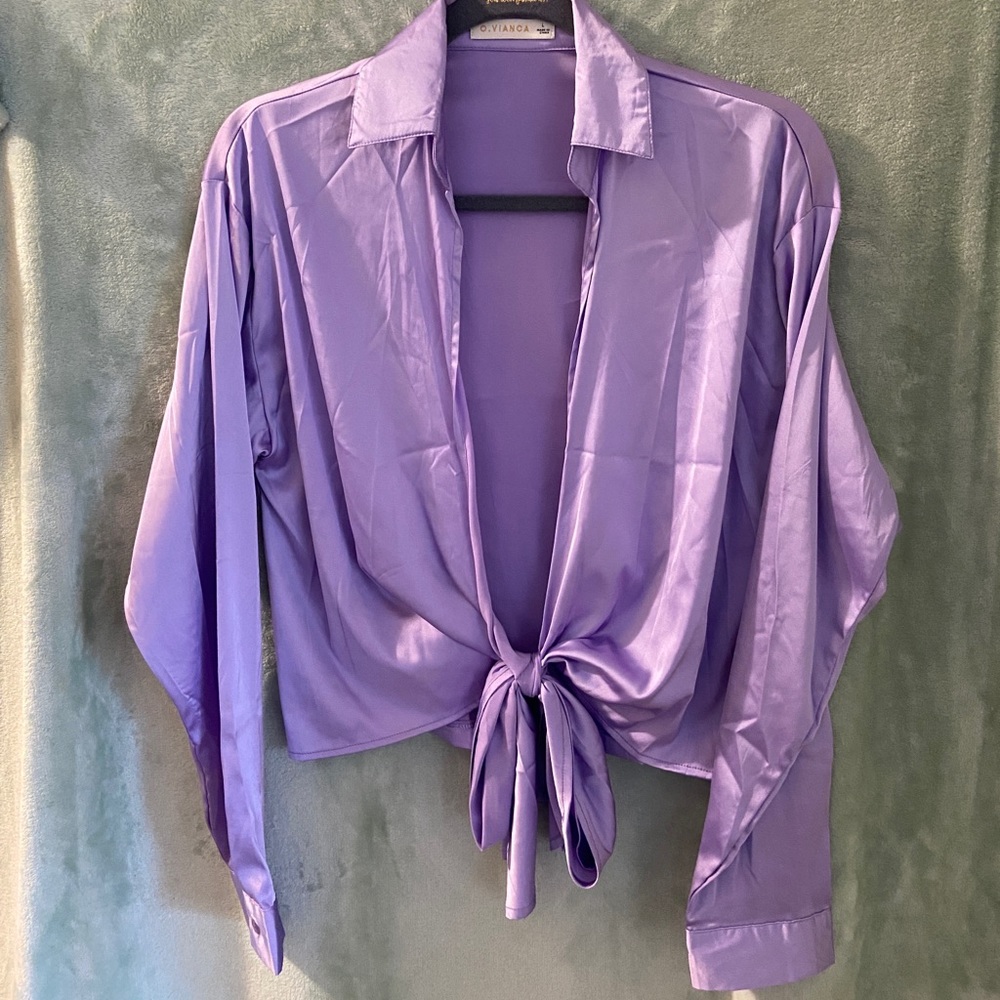 Purple silk tie top
